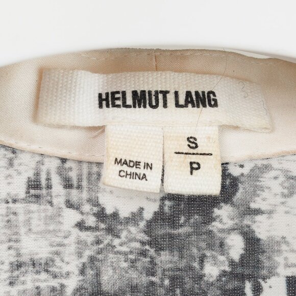Helmut Lang White & Black Abstract Crepe Cropped Dolman-Sleeve Blouse - Picture 7 of 9
